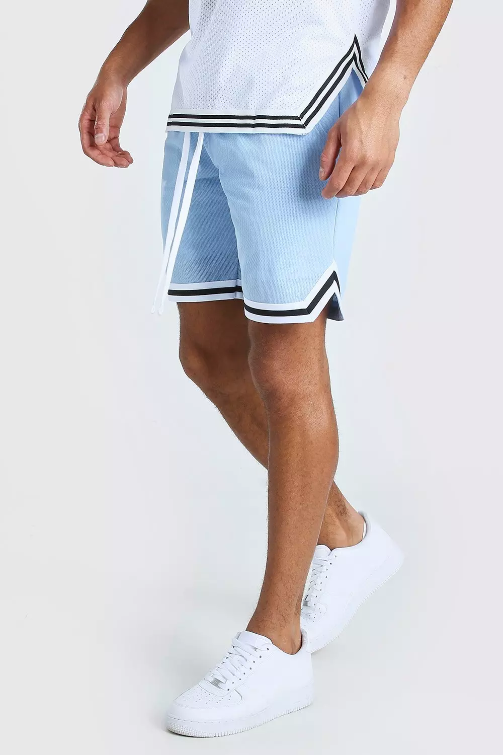 Mesh Basketball Shorts With Tape